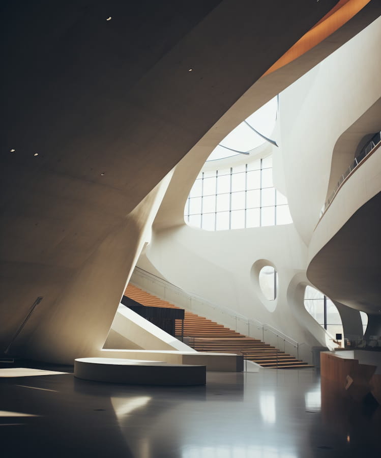 Interior de arquitetura contemporânea com iluminação natural